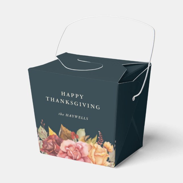 Autumnal Floral Border Thanksgiving Favor Boxes (Front Side)