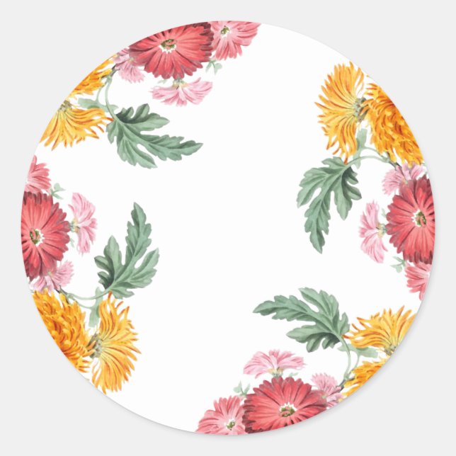 Autumnal Flowers Envelope Seal Sttickers (Front)