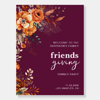 Autumnal flowers thanksgiving elegant burgundy foam board