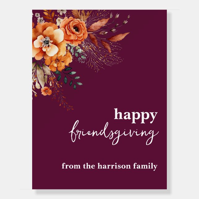 Autumnal flowers thanksgiving elegant burgundy foam board (Front)
