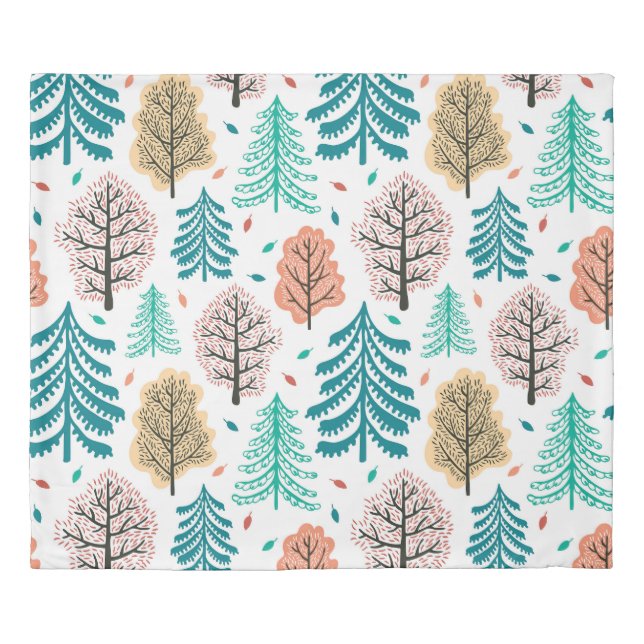 Autumnal Forest: Enchanted Seamless Scene. Duvet Cover (Front)