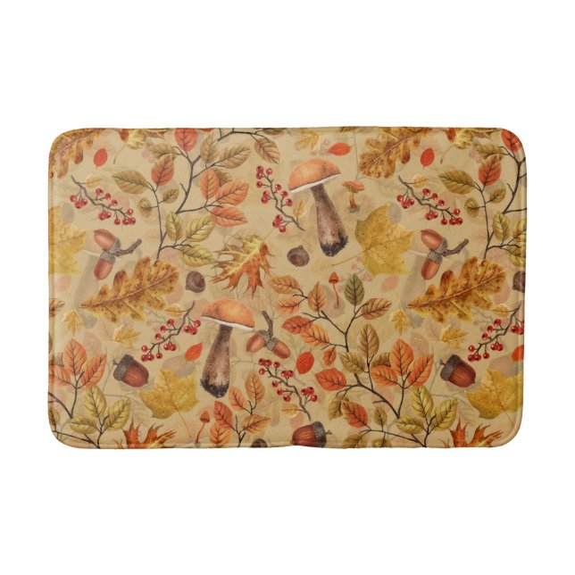 Autumnal forest on ochre bath mat (Front)