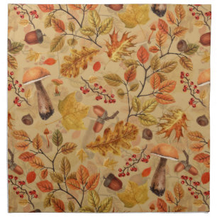 Autumnal forest on ochre cloth napkin