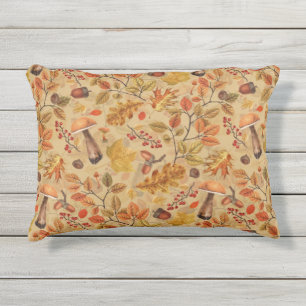 Autumnal forest on ochre outdoor pillow