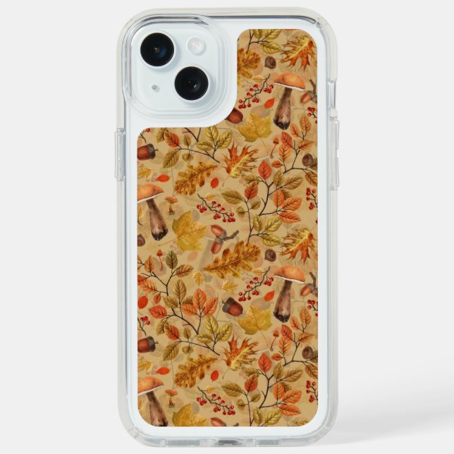 Autumnal forest on ochre speck iPhone case (Front (White))