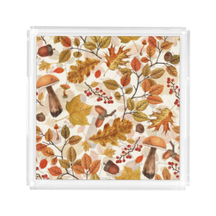 Autumnal forest on off white acrylic tray