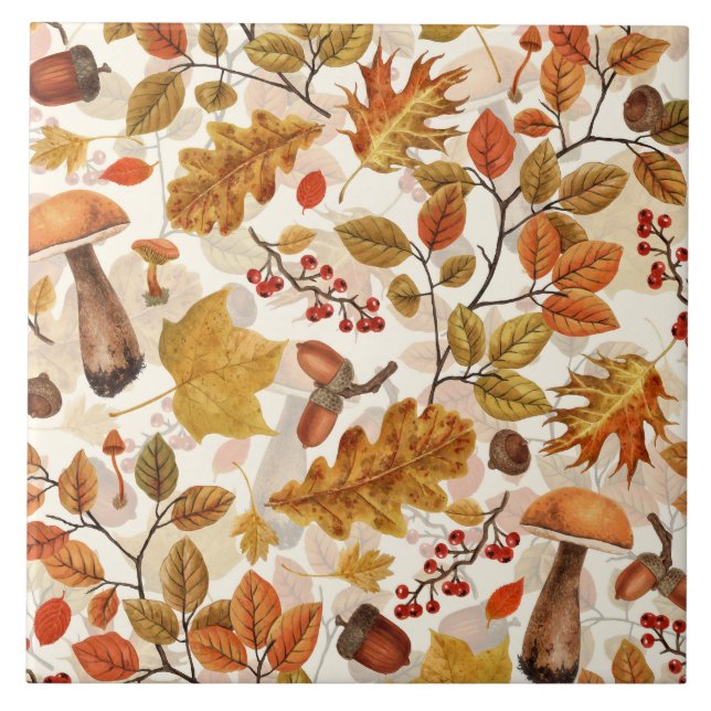 Autumnal forest on off white ceramic tile (Front)