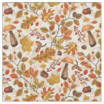 Autumnal forest on off white fabric