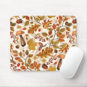Autumnal forest on off white mouse pad