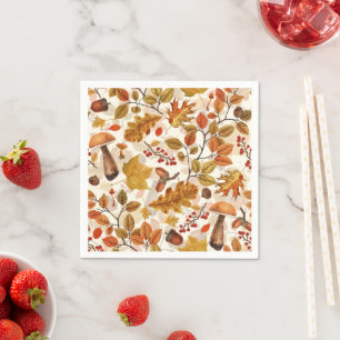 Autumnal forest on off white napkins