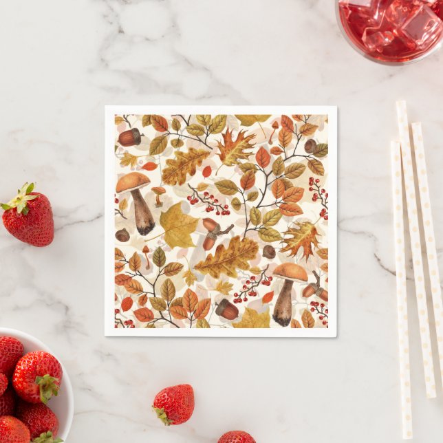 Autumnal forest on off white napkins (Insitu)