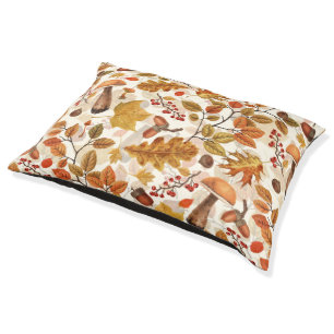Autumnal forest on off white pet bed