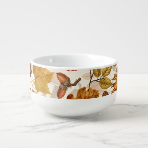Autumnal forest on off white soup mug