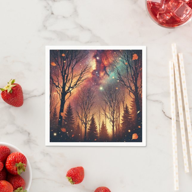 Autumnal Galaxy Twilight Forest Decoupage Napkins (Insitu)