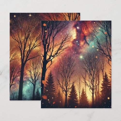Autumnal Galaxy Twilight Forest Scrapbook Paper