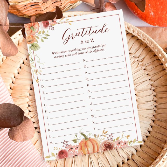 Autumnal Gratitude List A to Z Thanksgiving Card (Creator Uploaded)