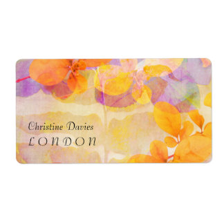 Autumnal grunge leaves label