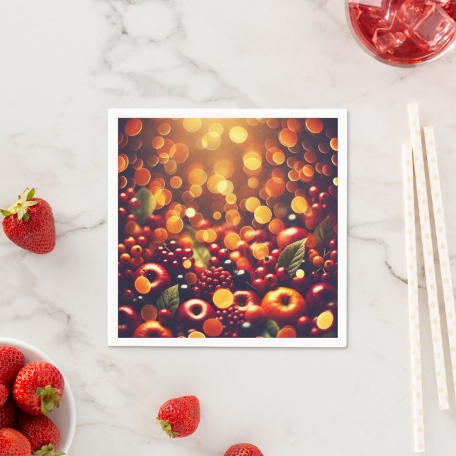 Autumnal Harvest Festival Fruits Bokeh Découpage Napkins (Insitu)