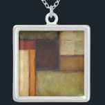 Autumnal Impressionist by Jennifer Goldberger Silver Plated Necklace<br><div class="desc">Autumnal colors permeate this impressionist painting by Jennifer Goldberger. Red,  brown,  tan and dark orange populate the geometric panels that make up the background of this piece. Buy a copy today!</div>