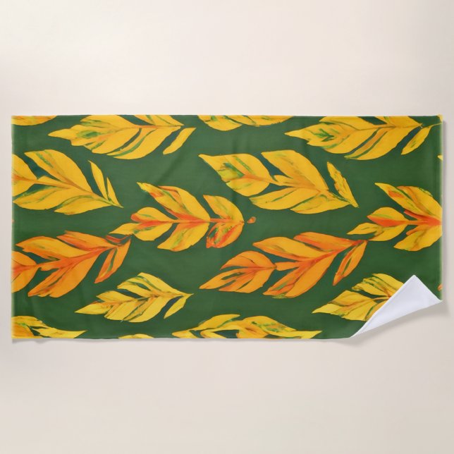 Autumnal Leaf Symphony Beach Towel (Front)