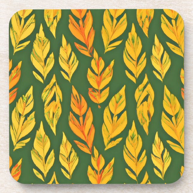 Autumnal Leaf Symphony Beverage Coaster (Front)