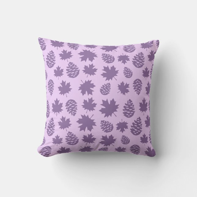 Autumnal Leafs in Purple Tones - Nature Pattern Throw Pillow (Front)