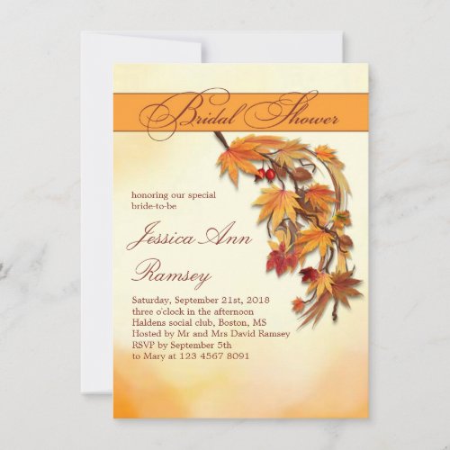 Autumnal leaves Bridal Shower Invitation