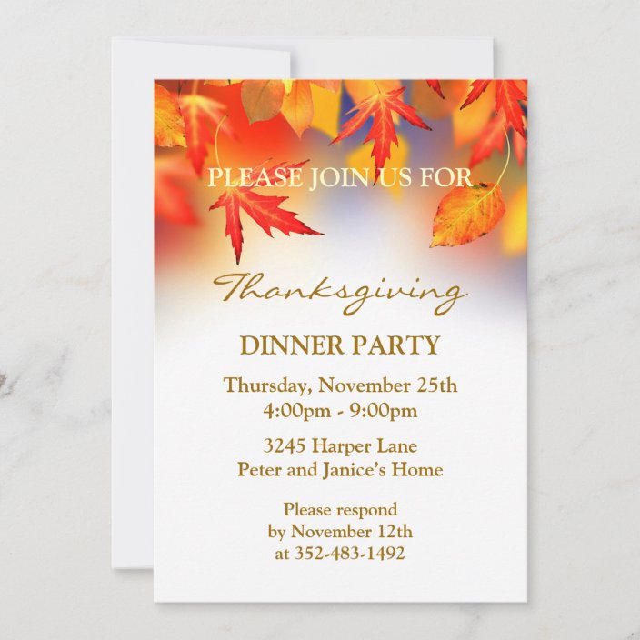 Autumnal leaves Thanksgiving Party Invitation | Zazzle