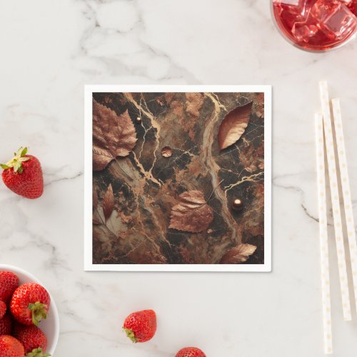 Autumnal Marble Earthy Brown Découpage Napkins