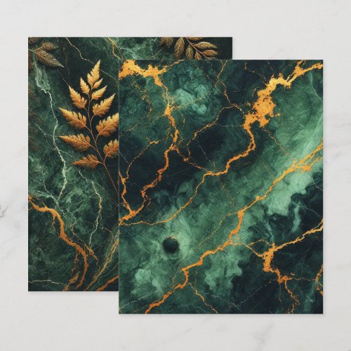 Autumnal Marble Green Forest Scrapbook Paper