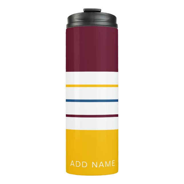 Autumnal Mulberry Amber Stripes Thermal Tumbler (Front)