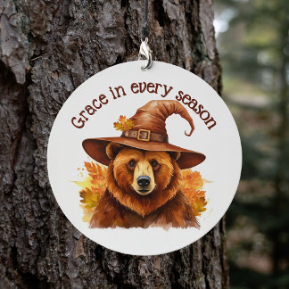 Autumnal Oak Guardian Bear Resilience & Grace Wind Chime