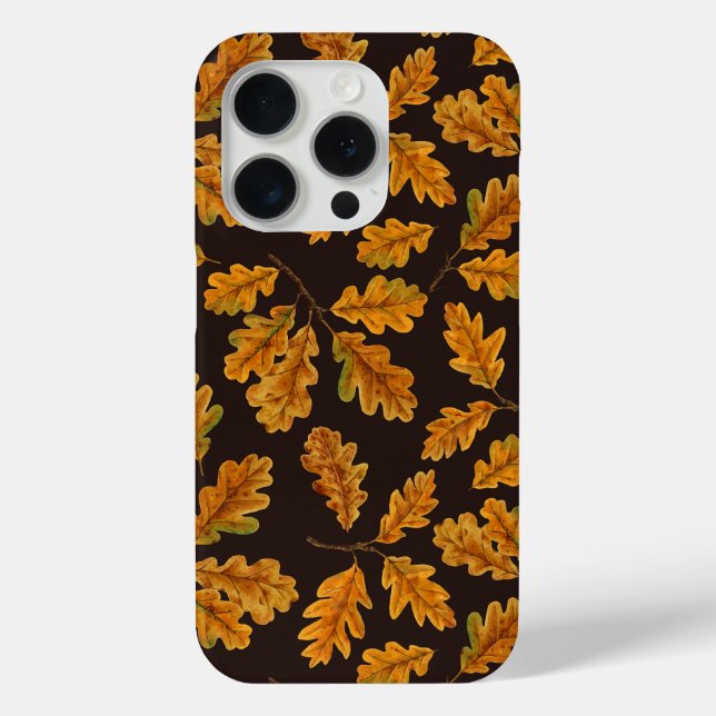 Autumnal oak leaves on dark brown Case-Mate iPhone case (Back)