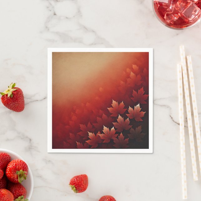 Autumnal Ombre Rusty Red Maple Decoupage Napkins (Insitu)