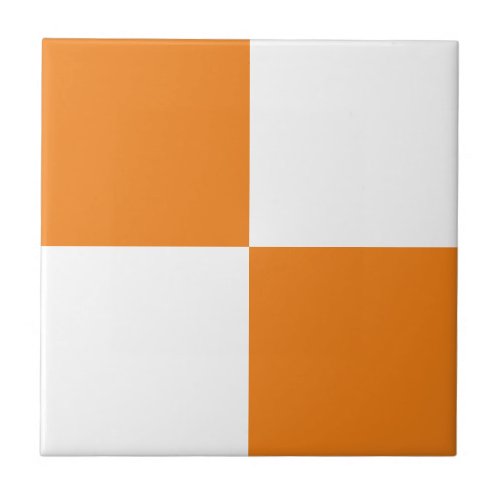 Autumnal Orange Checkered Ceramic Tile