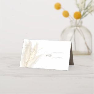 Autumnal Pampas Grass Wedding Folded Place Card
