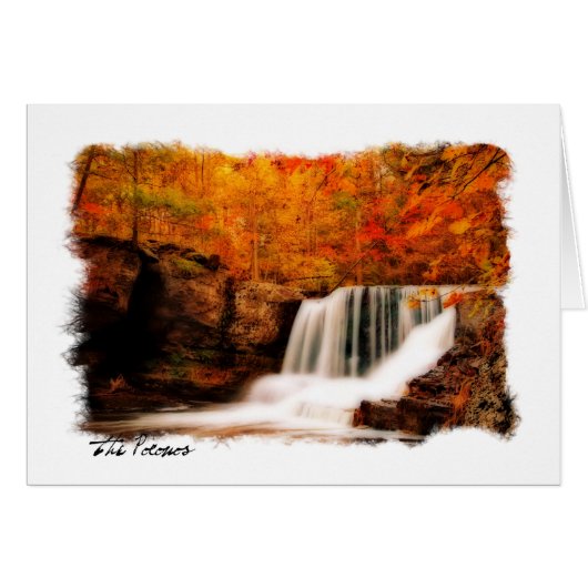 Autumnal Pocono Waterfall Card (Front Horizontal)
