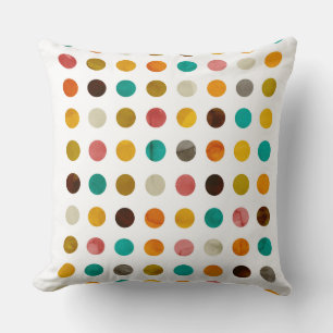 Autumnal polka dots throw pillow