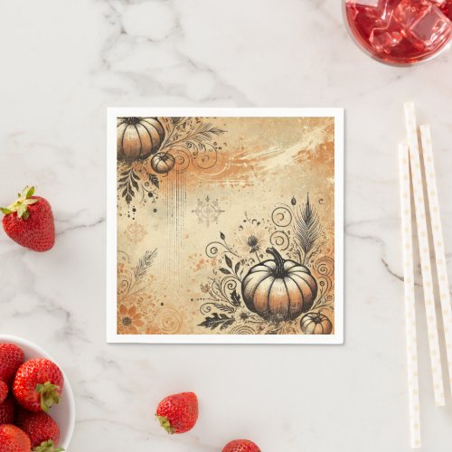Autumnal Pumpkin Spice Distressed Ink Decoupage Napkins