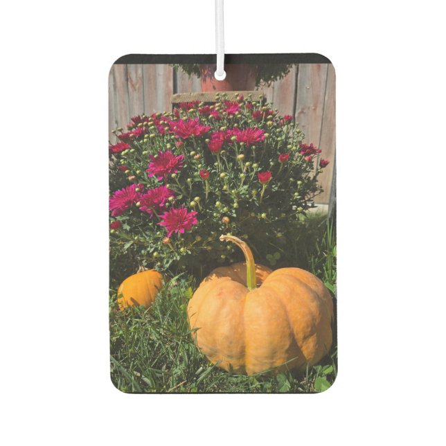 Autumnal pumpkins and mums air freshener (Front)