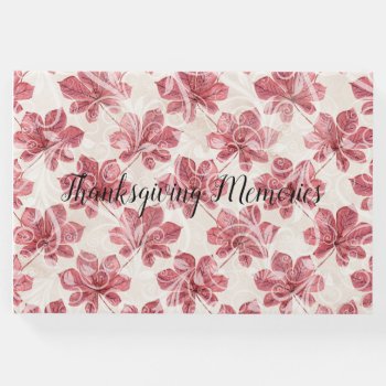 Autumnal Red Leaves & Flourishes Guest Book by JLBIMAGES at Zazzle