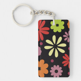 Autumnal Seamless Floral Pattern Keychain