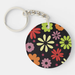 Autumnal Seamless Floral Pattern Keychain