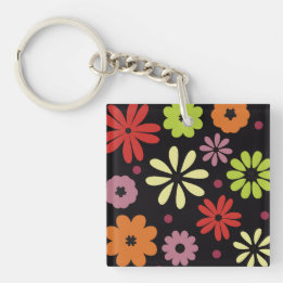 Autumnal Seamless Floral Pattern Keychain