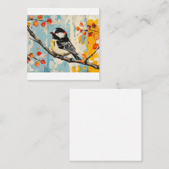 Autumnal Serenade with Chickadee Bird Note Card (Front/Back)