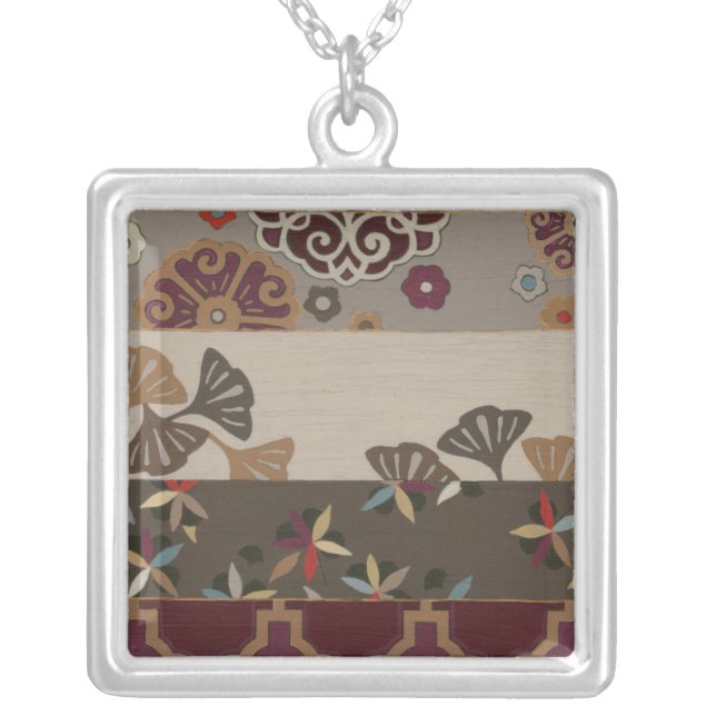 Autumnal Tapestry II Silver Plated Necklace (Front)