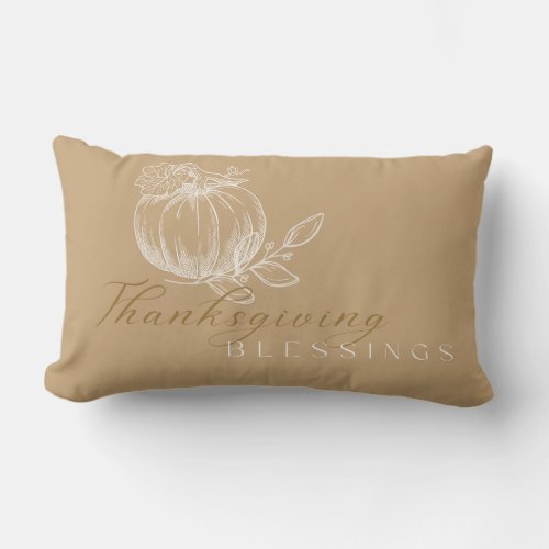 Autumnal Thanksgiving Blessings Pillow _ Camel