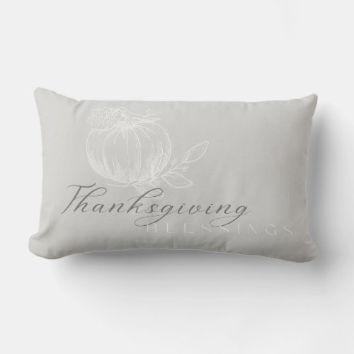 Autumnal Thanksgiving Blessings Pillow _ Gray