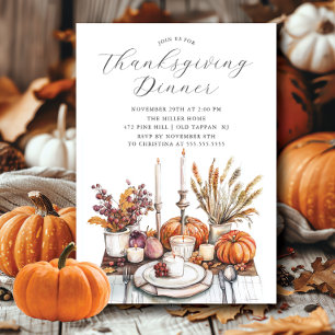 Autumnal Thanksgiving Dinner Party Invitation