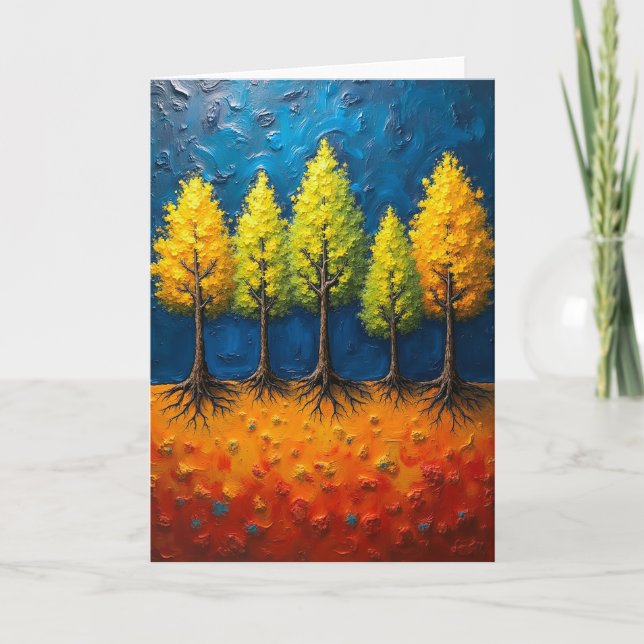 Autumnal Tree Birthday Card (Front)